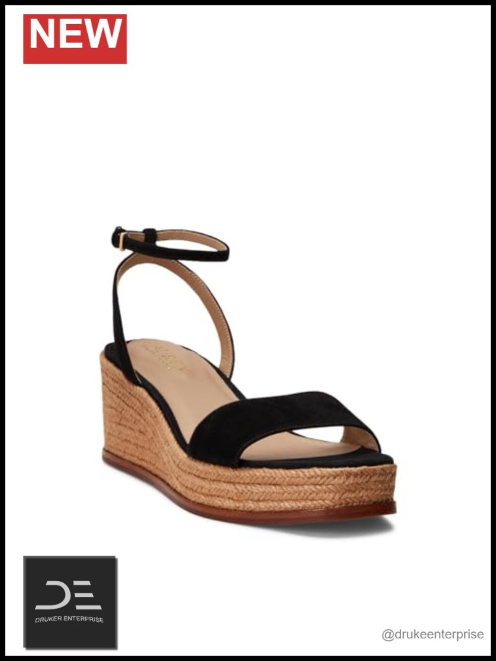Suede Platform Espadrille Sandals with Ankle Strap - LRL